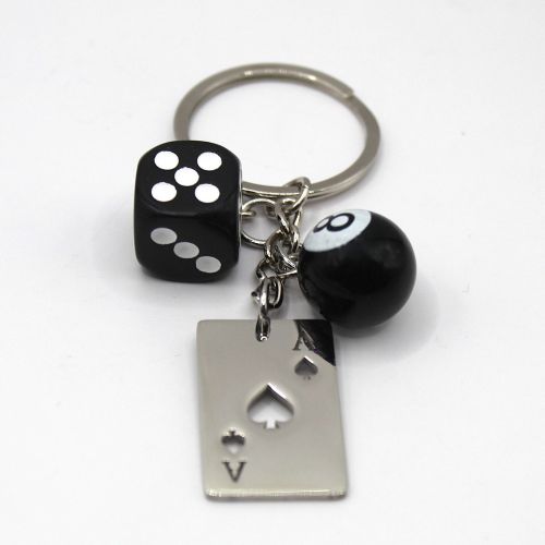 Lucky 8 Ball, Black Dice, Ace of Spades Keyring